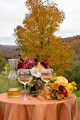 flowers mountain view with fall colors maple tree